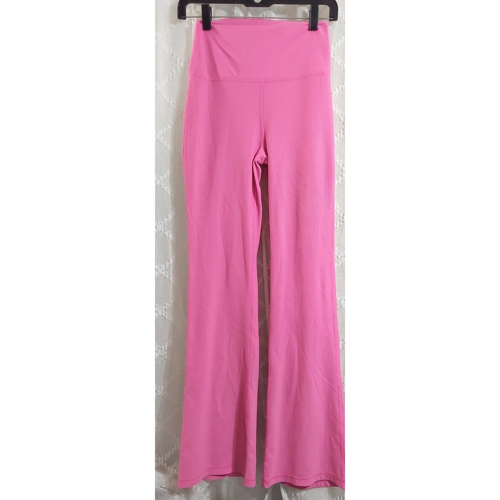 90 Degree by Reflex Pink Interlink Rib Hudson Everyday Flare Leggings Medium